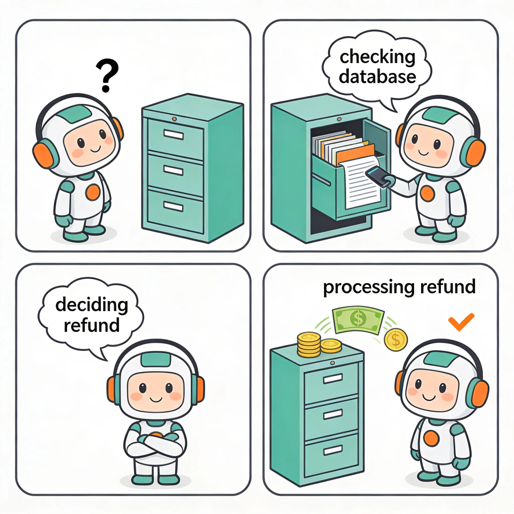 Autonomous Agent Action - showing the AI making decisions about tool usage